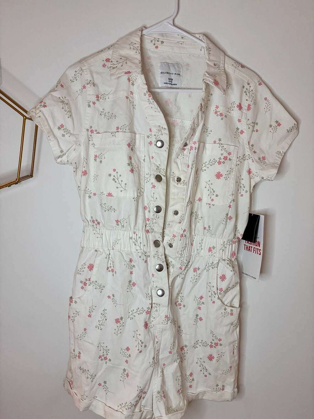 Celebrity Pink Short Sleeve Floral Boilersuit Size S